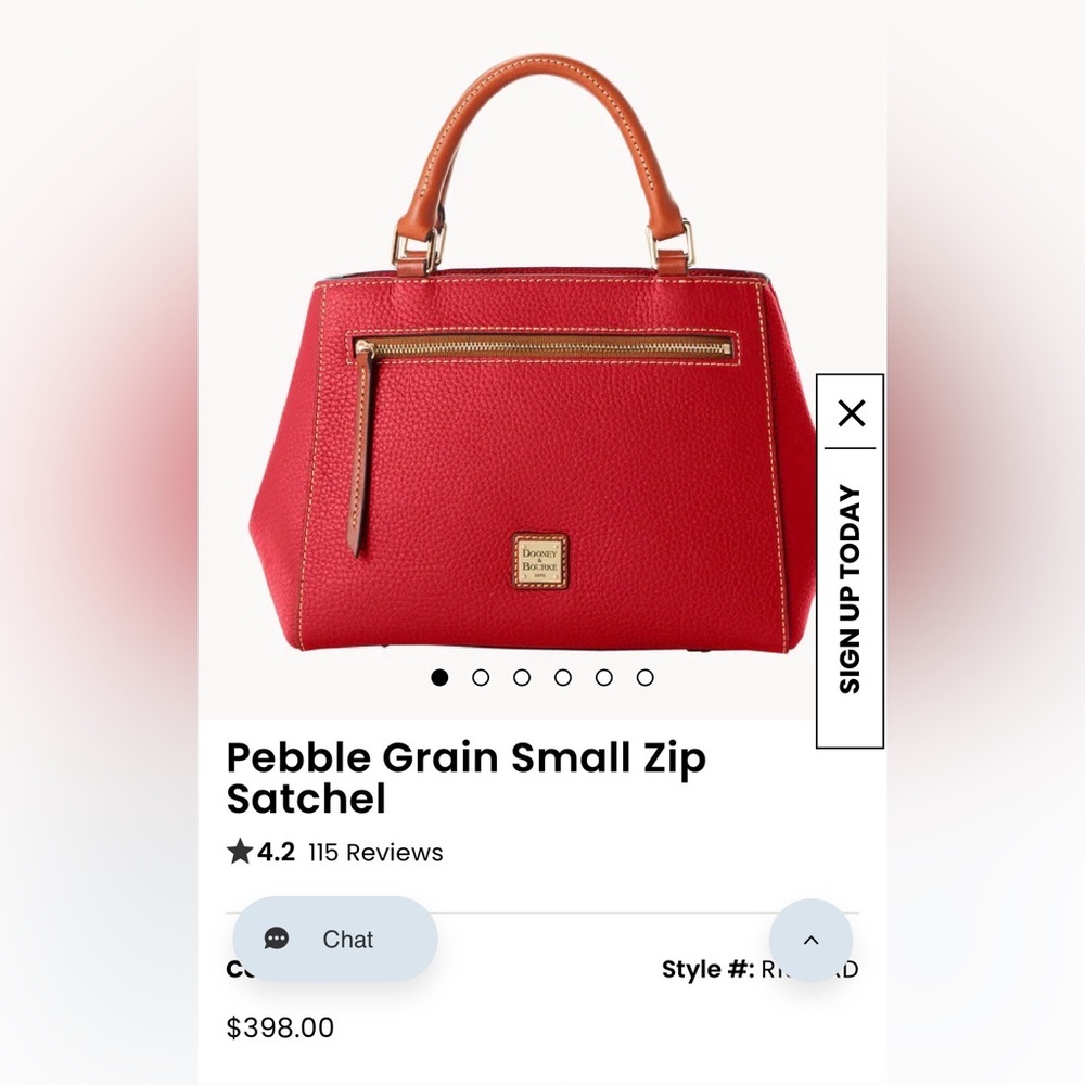 Dooney & Bourke Red Leather Textured Pebble Grain Satchel - Picture 15 of 15
